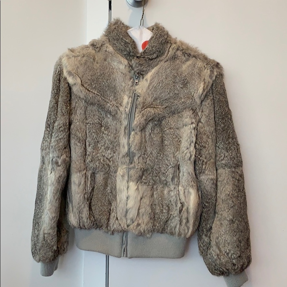 100% rabbit fur bomber jacket